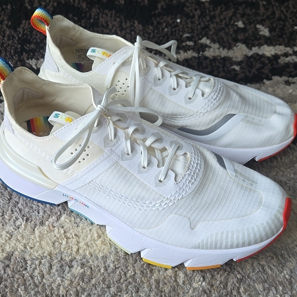 Sorel Kinetic Rush Sneaker White/Rainbow Pride  "Love Is Love" Men 8.5/Women 10